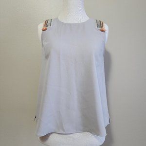 Rachel Roy Grey Sleeveless Top with Beaded Sequin Detail Size XS